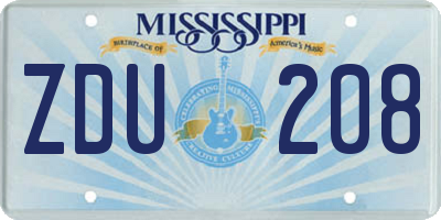 MS license plate ZDU208