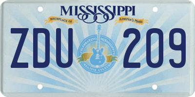 MS license plate ZDU209