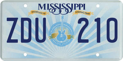 MS license plate ZDU210