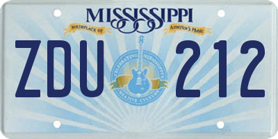 MS license plate ZDU212