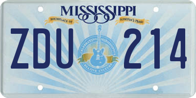 MS license plate ZDU214