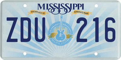 MS license plate ZDU216