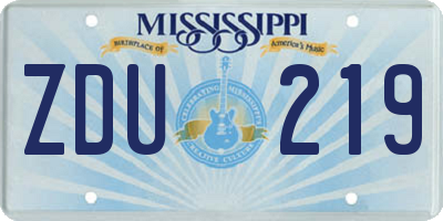 MS license plate ZDU219