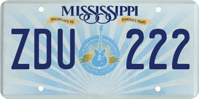 MS license plate ZDU222