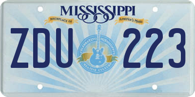 MS license plate ZDU223
