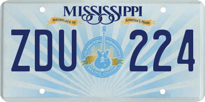 MS license plate ZDU224