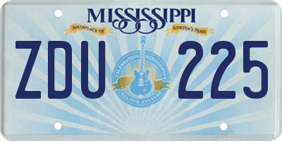 MS license plate ZDU225