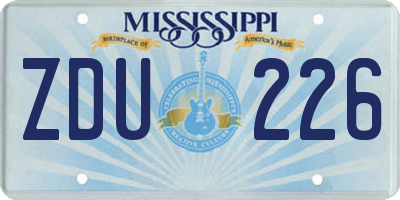 MS license plate ZDU226