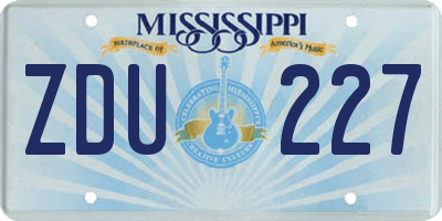 MS license plate ZDU227