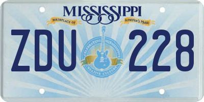 MS license plate ZDU228