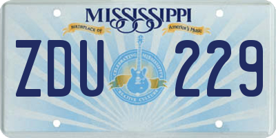 MS license plate ZDU229