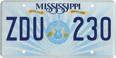 MS license plate ZDU230