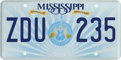 MS license plate ZDU235