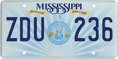 MS license plate ZDU236