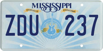 MS license plate ZDU237