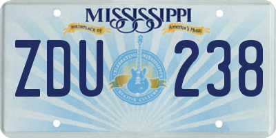 MS license plate ZDU238