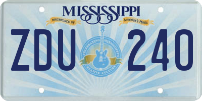 MS license plate ZDU240