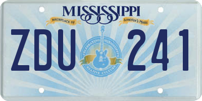 MS license plate ZDU241