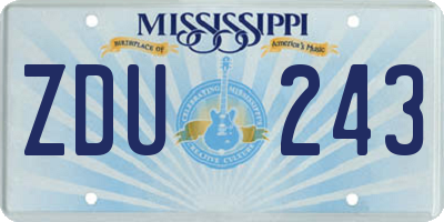 MS license plate ZDU243