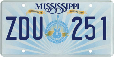 MS license plate ZDU251