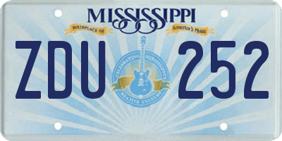 MS license plate ZDU252