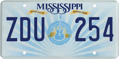 MS license plate ZDU254