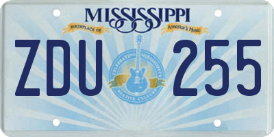 MS license plate ZDU255