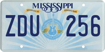 MS license plate ZDU256