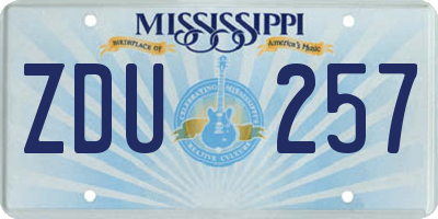 MS license plate ZDU257