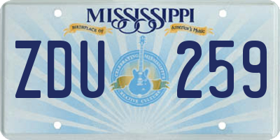 MS license plate ZDU259