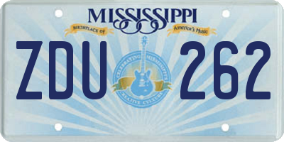 MS license plate ZDU262