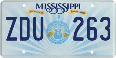 MS license plate ZDU263