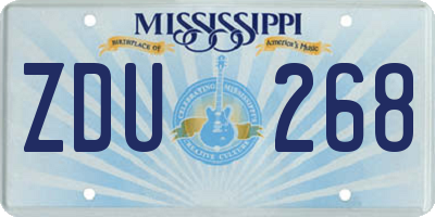 MS license plate ZDU268