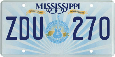 MS license plate ZDU270