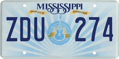 MS license plate ZDU274