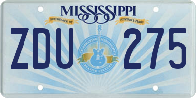 MS license plate ZDU275