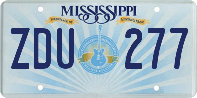 MS license plate ZDU277