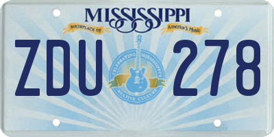 MS license plate ZDU278
