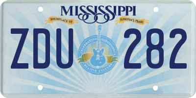 MS license plate ZDU282