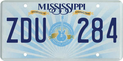 MS license plate ZDU284