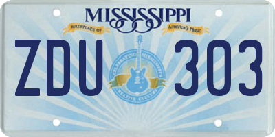 MS license plate ZDU303