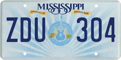 MS license plate ZDU304