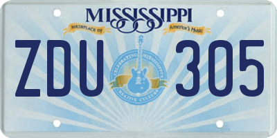 MS license plate ZDU305