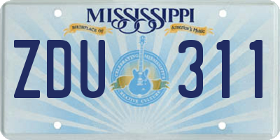 MS license plate ZDU311