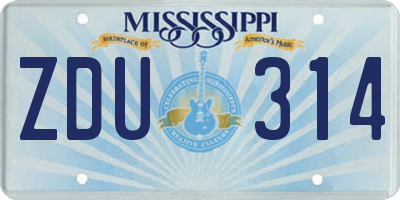 MS license plate ZDU314