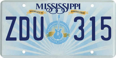MS license plate ZDU315