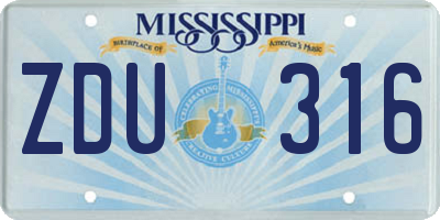 MS license plate ZDU316