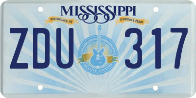 MS license plate ZDU317