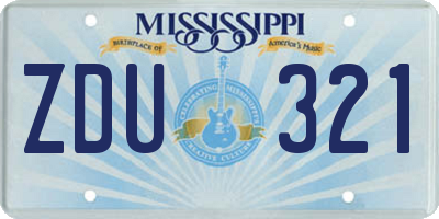MS license plate ZDU321