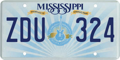 MS license plate ZDU324